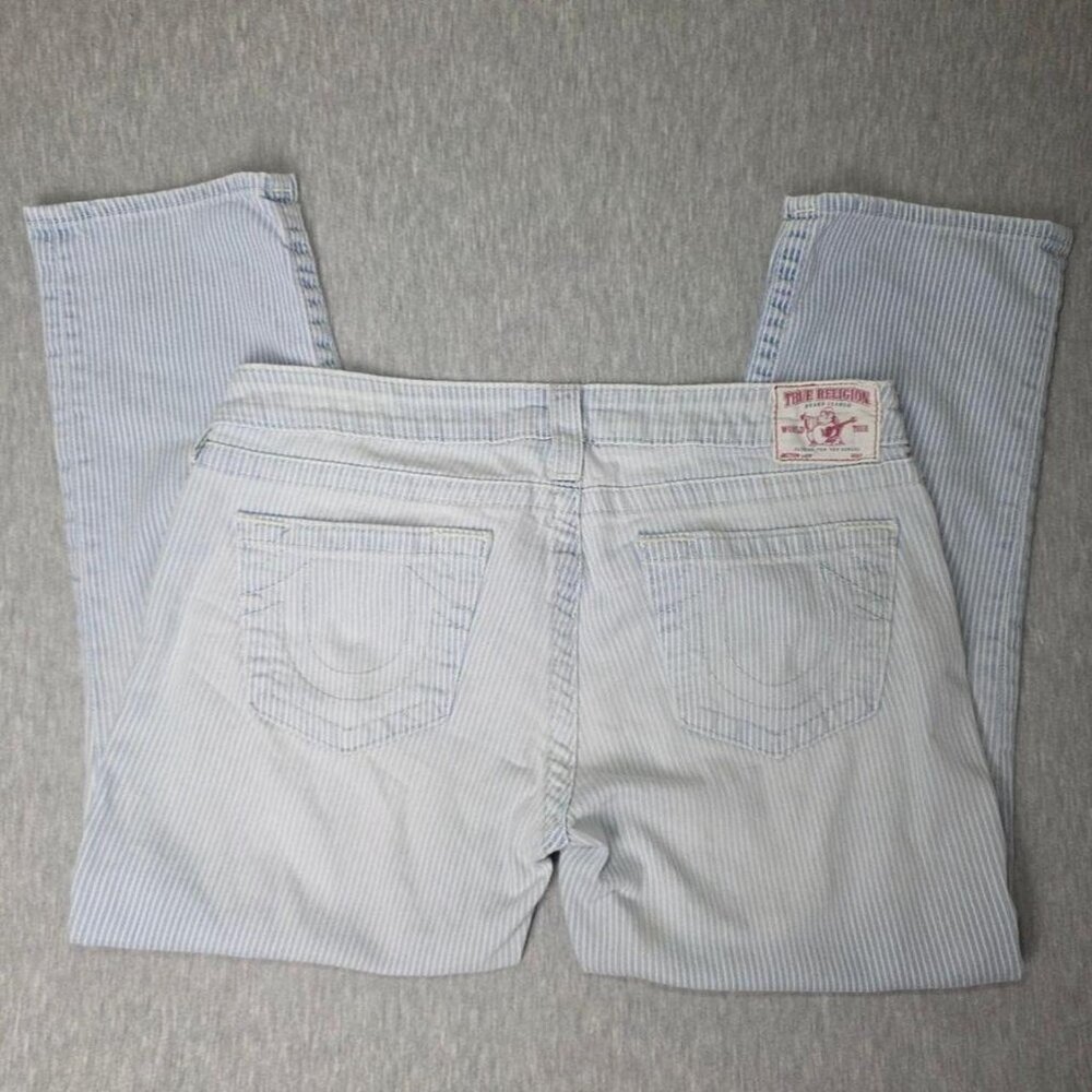 True Religion Women's Blue and White Jeans